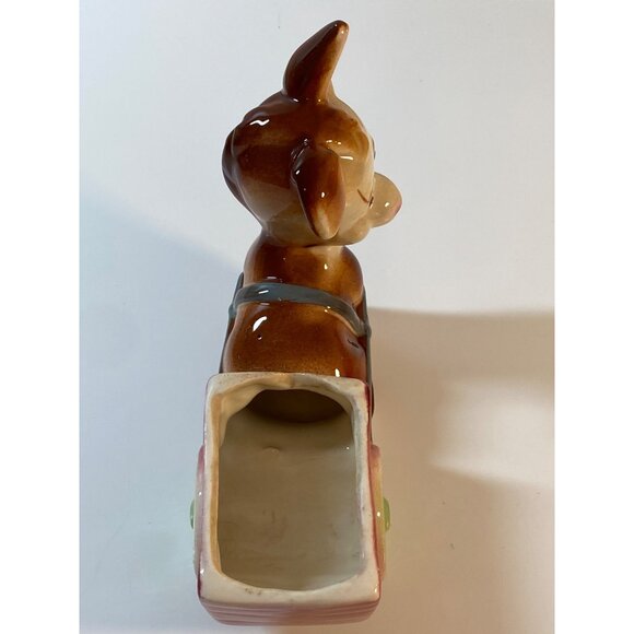 VTG Planter Ceramic Pottery Kitschy Donkey Burro Pulling Wagon Cart - Picture 9 of 14